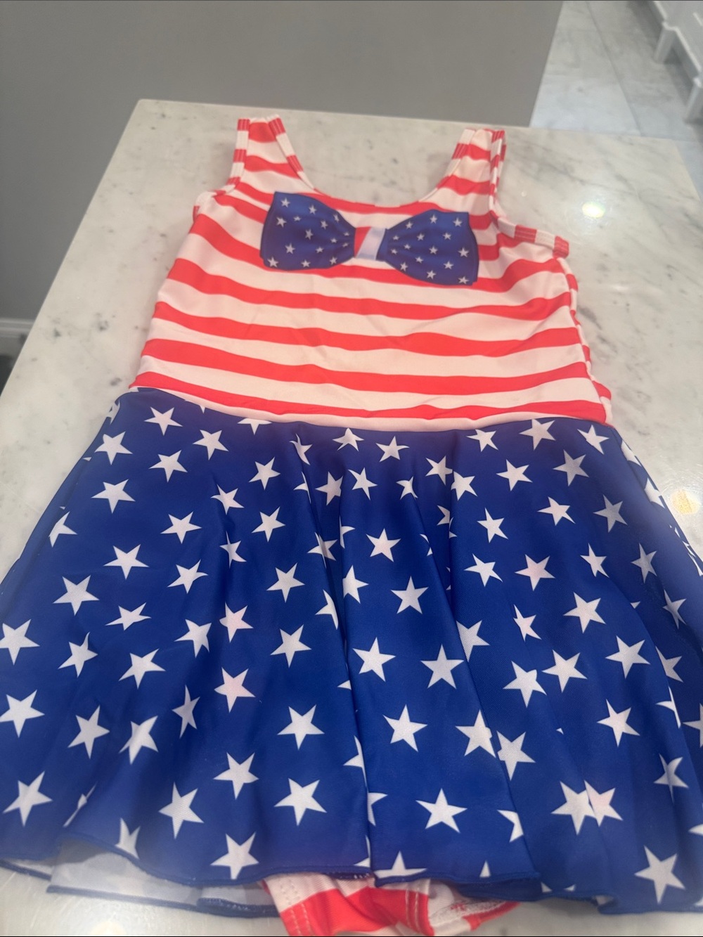 Girls' Patriotic Star & Stripe Skirted Swimsuit - Red White Blue